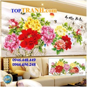 Tranh gắn đá mẫu đơn phú quý